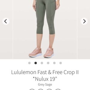 Lululemon Fast and Free Crop II size 6